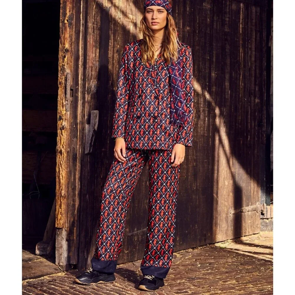 Scotch & Soda Amsterdams Blauw Matchy Seahorse Blazer & Pajama Style Pants Small - Picture 3 of 13